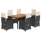 vidaXL Set de comedor de jardín 7 pzas y cojines ratán sintético negro vidaXL Set de comedor de jardín 7 pzas y cojines ratán sintético negro