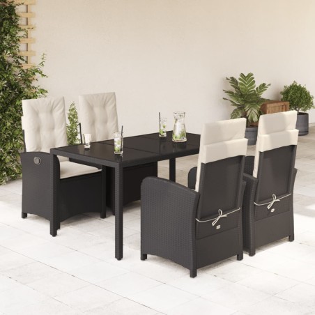 vidaXL Set de muebles jardín 5 pzas con cojines ratán sintético negro