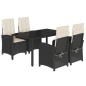 vidaXL Set de muebles jardín 5 pzas con cojines ratán sintético negro vidaXL Set de muebles jardín 5 pzas con cojines ratán sintético negro
