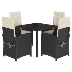 vidaXL Set de muebles jardín 5 pzas con cojines ratán sintético negro