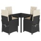 vidaXL Set de muebles jardín 5 pzas con cojines ratán sintético negro vidaXL Set de muebles jardín 5 pzas con cojines ratán sintético negro