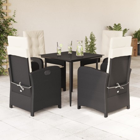 vidaXL Set de muebles jardín 5 pzas con cojines ratán sintético negro