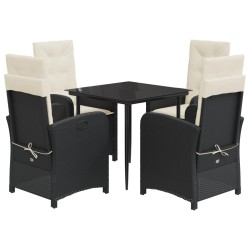 vidaXL Set de muebles jardín 5 pzas con cojines ratán sintético negro