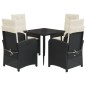 vidaXL Set de muebles jardín 5 pzas con cojines ratán sintético negro vidaXL Set de muebles jardín 5 pzas con cojines ratán sintético negro