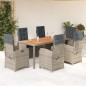 vidaXL Set comedor jardín 7 pzas y cojines ratán sintético gris vidaXL Set comedor jardín 7 pzas y cojines ratán sintético gris