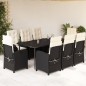vidaXL Set de comedor de jardín 9 pzas y cojines ratán sintético negro vidaXL Set de comedor de jardín 9 pzas y cojines ratán sintético negro