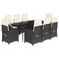 vidaXL Set de comedor de jardín 9 pzas y cojines ratán sintético negro vidaXL Set de comedor de jardín 9 pzas y cojines ratán sintético negro