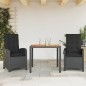 vidaXL Set comedor de jardín 3 pzas con cojines ratán sintético negro vidaXL Set comedor de jardín 3 pzas con cojines ratán sintético negro