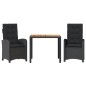 vidaXL Set comedor de jardín 3 pzas con cojines ratán sintético negro vidaXL Set comedor de jardín 3 pzas con cojines ratán sintético negro