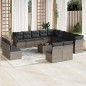 vidaXL Set de sofás de jardín 14 pzas con cojines ratán sintético gris vidaXL Set de sofás de jardín 14 pzas con cojines ratán sintético gris