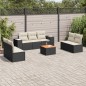 vidaXL Set de sofás de jardín 8 piezas y cojines ratán sintético negro vidaXL Set de sofás de jardín 8 piezas y cojines ratán sintético negro