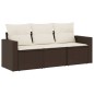 vidaXL Set sofás de jardín 3 piezas y cojines ratán sintético marrón vidaXL Set sofás de jardín 3 piezas y cojines ratán sintético marrón