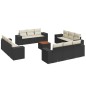 vidaXL Set de sofás de jardín y cojines 13 pzas ratán sintético negro