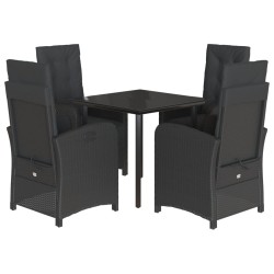vidaXL Set de muebles jardín 5 pzas con cojines ratán sintético negro