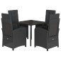 vidaXL Set de muebles jardín 5 pzas con cojines ratán sintético negro