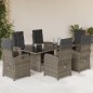 vidaXL Set comedor jardín 7 pzas y cojines ratán sintético gris vidaXL Set comedor jardín 7 pzas y cojines ratán sintético gris