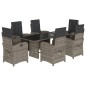 vidaXL Set comedor jardín 7 pzas y cojines ratán sintético gris vidaXL Set comedor jardín 7 pzas y cojines ratán sintético gris