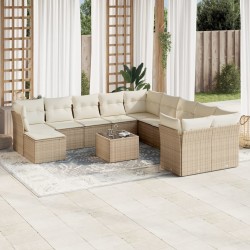 vidaXL Set de sofás de jardín 12 pzas y cojines ratán sintético marrón