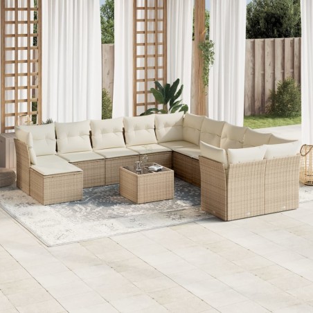 vidaXL Set de sofás de jardín 12 pzas y cojines ratán sintético marrón