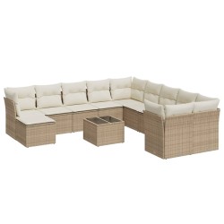 vidaXL Set de sofás de jardín 12 pzas y cojines ratán sintético marrón