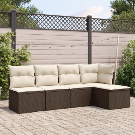 vidaXL Set comedor de jardín 5 piezas y cojines ratán sintético marrón