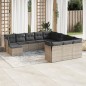 vidaXL Set de sofás de jardín 12 pzas con cojines ratán sintético gris