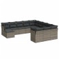 vidaXL Set de sofás de jardín 12 pzas con cojines ratán sintético gris