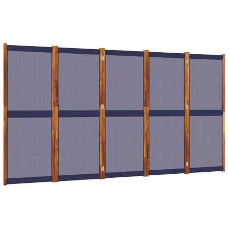 vidaXL Biombo divisor de 5 paneles azul oscuro 350x180 cm