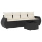 vidaXL Set de muebles de jardín 5 pzas y cojines ratán sintético negro vidaXL Set de muebles de jardín 5 pzas y cojines ratán sintético negro