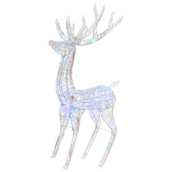vidaXL Reno navideño acrílico XXL 250 LEDs de colores 180 cm