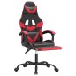 vidaXL Silla gaming giratoria y reposapiés cuero sintético negro rojo vidaXL Silla gaming giratoria y reposapiés cuero sintético negro rojo