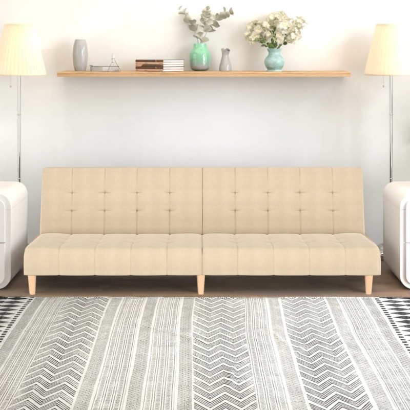 vidaXL Sofá cama de 2 plazas tela color crema vidaXL Sofá cama de 2 plazas tela color crema