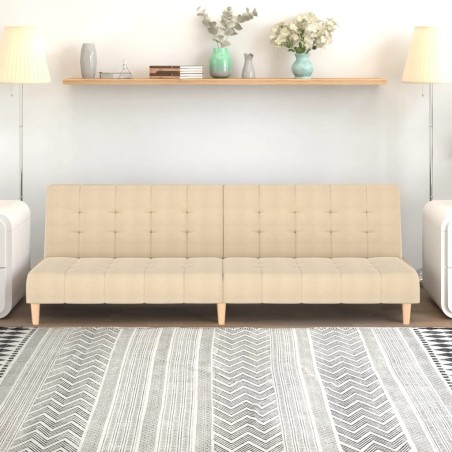 vidaXL Sofá cama de 2 plazas tela color crema