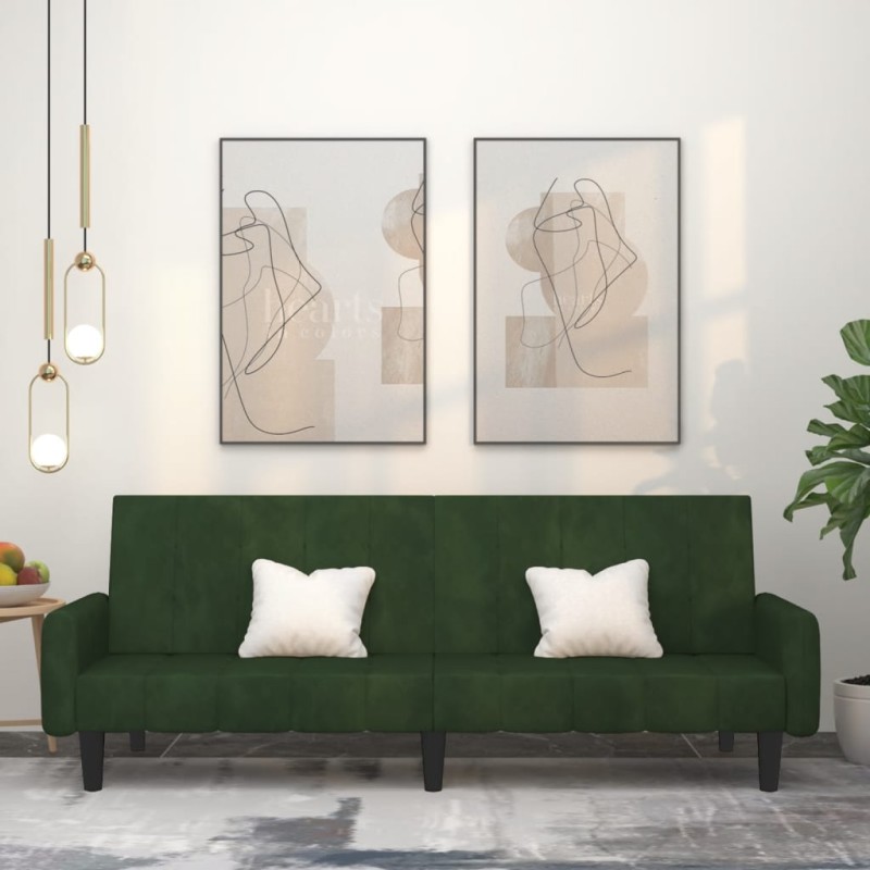 vidaXL Sofá cama de 2 plazas terciopelo verde oscuro vidaXL Sofá cama de 2 plazas terciopelo verde oscuro