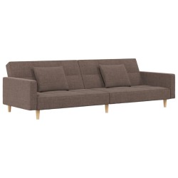vidaXL Sofá cama de 2 plazas con dos almohadas tela gris taupe