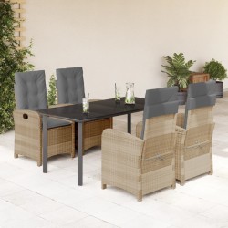 vidaXL Set comedor de jardín 5 pzas con cojines ratán sintético beige