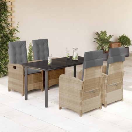 vidaXL Set comedor de jardín 5 pzas con cojines ratán sintético beige