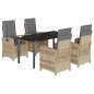vidaXL Set comedor de jardín 5 pzas con cojines ratán sintético beige vidaXL Set comedor de jardín 5 pzas con cojines ratán sintético beige