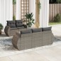 vidaXL Set de muebles de jardín 6 pzas y cojines ratán sintético gris vidaXL Set de muebles de jardín 6 pzas y cojines ratán sintético gris