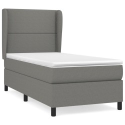 vidaXL Cama box spring con colchón tela gris oscuro 90x190 cm