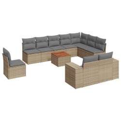 vidaXL Set de sofás de jardín 11pzas con cojines ratán sintético beige