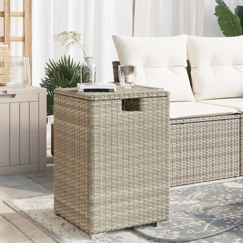 vidaXL Mesa cubierta para bombona de gas ratán gris claro 40x40x60 cm vidaXL Mesa cubierta para bombona de gas ratán gris claro 40x40x60 cm