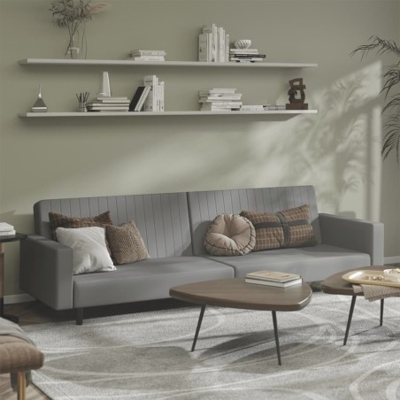 vidaXL Sofá cama de 2 plazas terciopelo gris claro