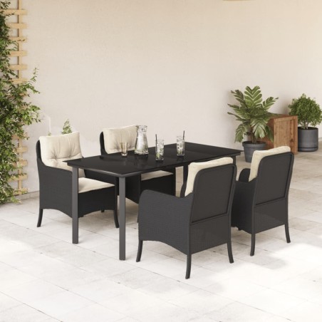 vidaXL Set de muebles jardín 5 pzas con cojines ratán sintético negro