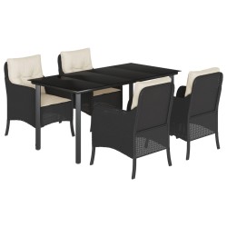 vidaXL Set de muebles jardín 5 pzas con cojines ratán sintético negro
