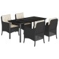 vidaXL Set de muebles jardín 5 pzas con cojines ratán sintético negro vidaXL Set de muebles jardín 5 pzas con cojines ratán sintético negro