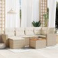 vidaXL Set sofás de jardín 7 piezas y cojines ratán sintético beige