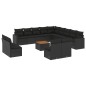 vidaXL Set sofás de jardín 14 pzas con cojines ratán sintético negro vidaXL Set sofás de jardín 14 pzas con cojines ratán sintético negro