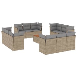 vidaXL Set sofás de jardín con cojines 13 pzas ratán sintético beige