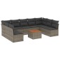 vidaXL Set de sofás de jardín 10 pzas con cojines ratán sintético gris vidaXL Set de sofás de jardín 10 pzas con cojines ratán sintético gris